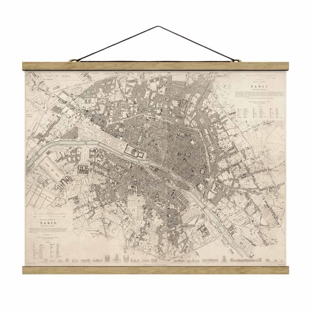 Obrazy retro Mapa miasta w stylu vintage Paryż
