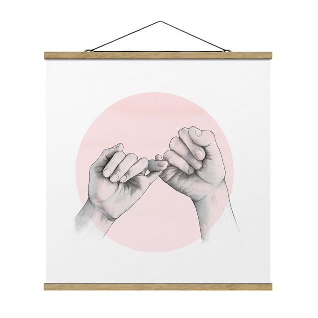 Obrazy portret Ilustracja dłoni Przyjaźń Koło Różowy Biały