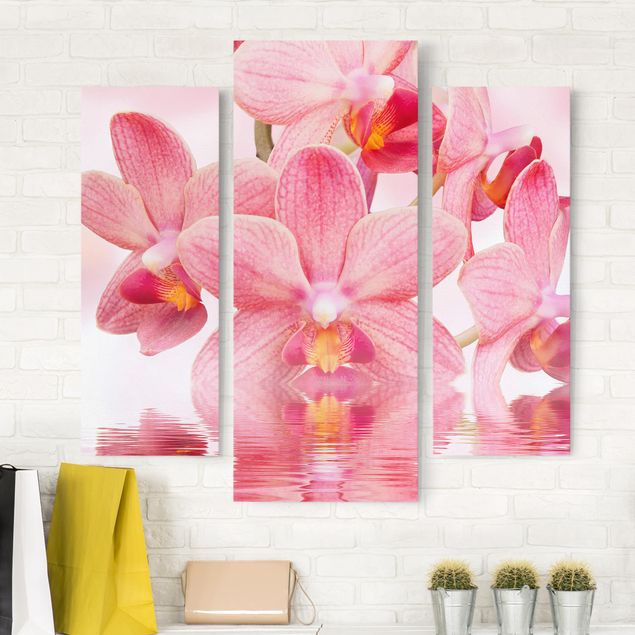 Obrazy do salonu nowoczesne Różowe storczyki na wodzie