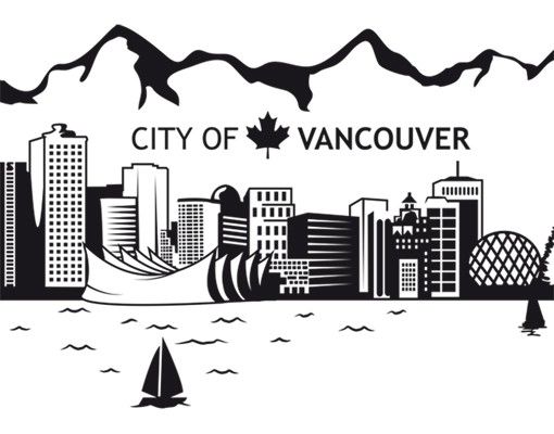 Naklejki na ścianę nazwy miast Nr JS3 Vancouver Skyline