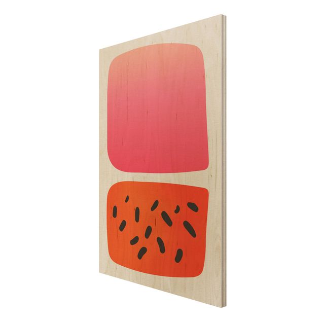 Obrazy na drewnie Abstrakcyjne kształty - Melon i róż