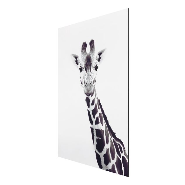 Obrazy nowoczesny Portret żyrafy w czerni i bieli