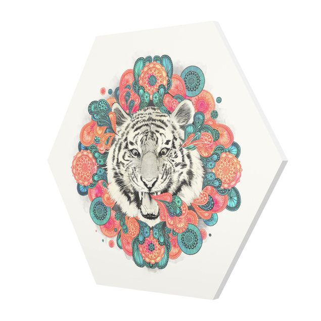 Obraz różowy Ilustracja tygrysa Rysunek mandala paisley
