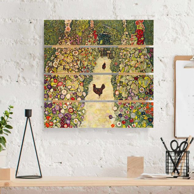 Art deco obrazy Gustav Klimt - Ścieżka ogrodowa z kurczakami