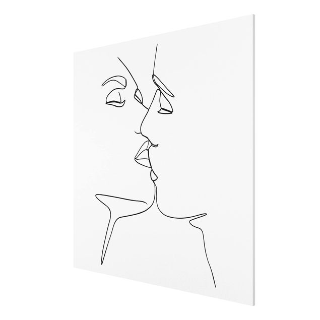 Nowoczesne obrazy Line Art Pocałunek twarzy czarno-biały
