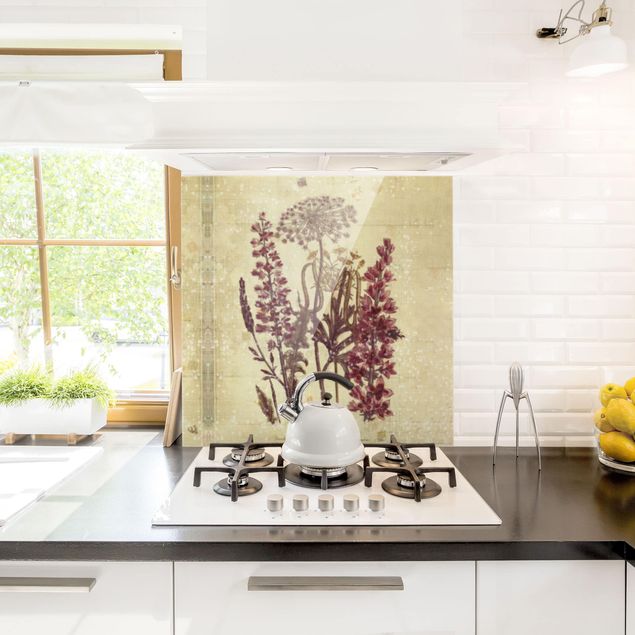 Panele szklane do kuchni Kwiaty lniane w stylu vintage