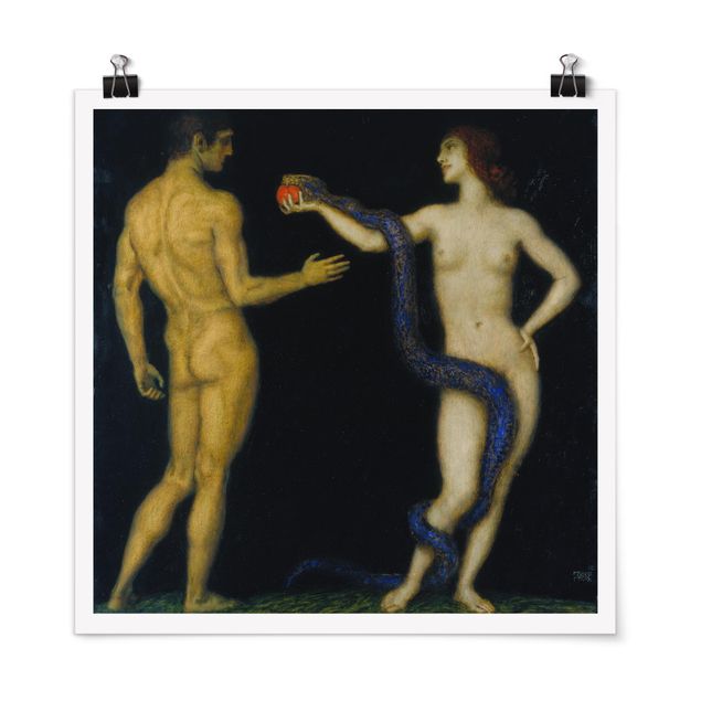 Obrazy do salonu nowoczesne Franz von Stuck - Adam i Ewa