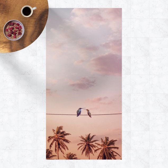 dywan zewnętrzny Zachód słońca z kolibrami