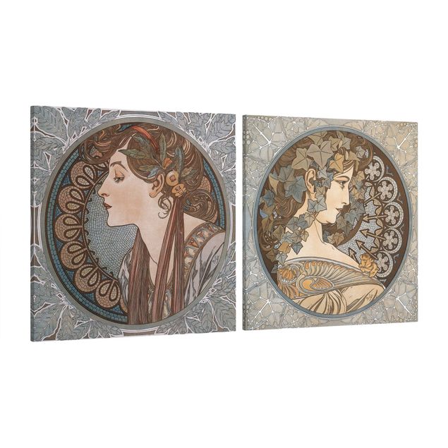 Obrazy vintage Alfons Mucha - Helena & Synthia Duo