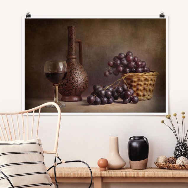 Dekoracja do kuchni Nieruchome życie z winogronami
