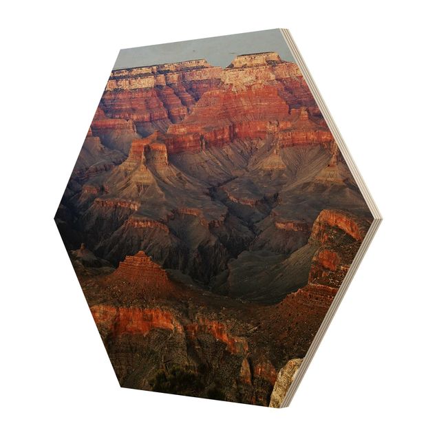 Obraz heksagonalny z drewna - Grand Canyon po zachodzie słońca