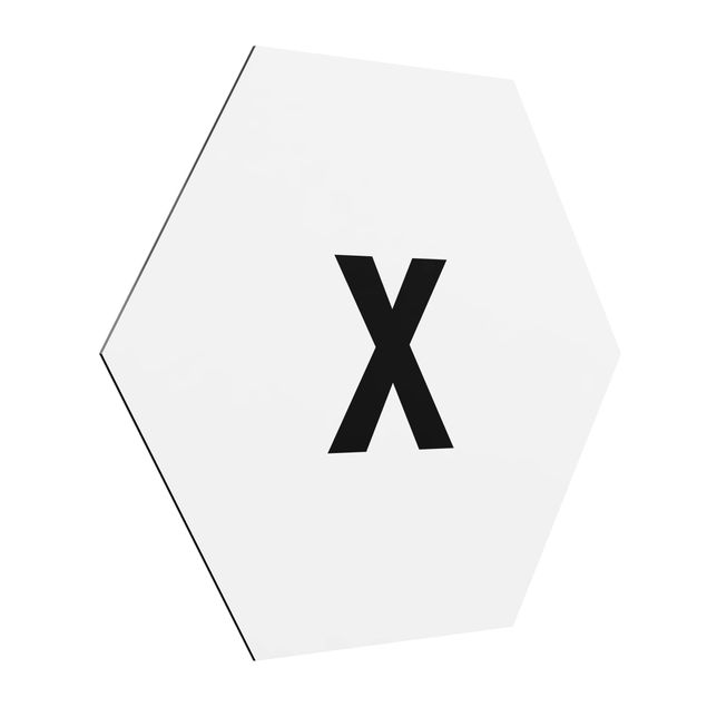 Obraz heksagonalny z Alu-Dibond - Biała litera X