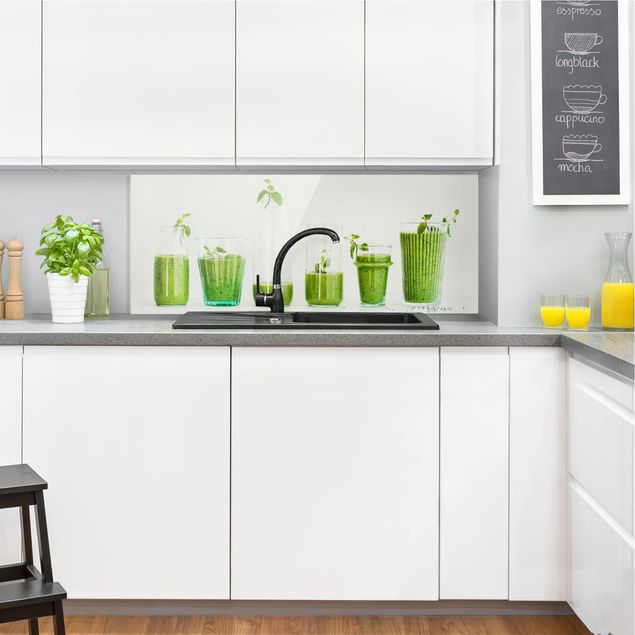 Panele szklane do kuchni Kolekcja zielonych smoothie