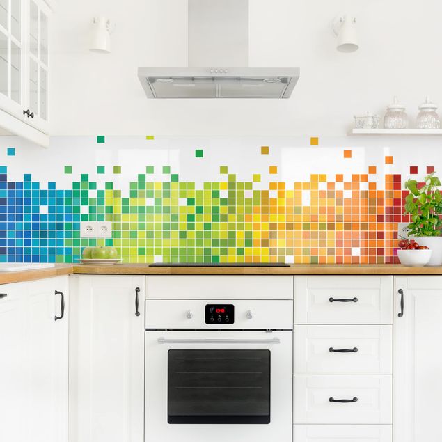 Panele szklane do kuchni Tęcza pikseli