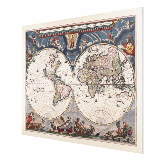 Obrazy vintage Historyczna mapa świata Nova et Accuratissima z 1664 r.