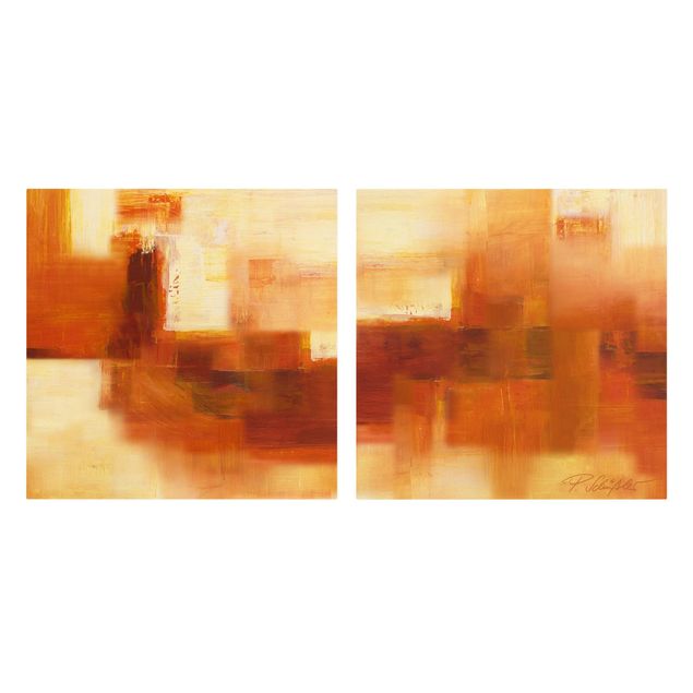 Obraz abstrakcja na płótnie Kompozycja w kolorze pomarańczowym i brązowym