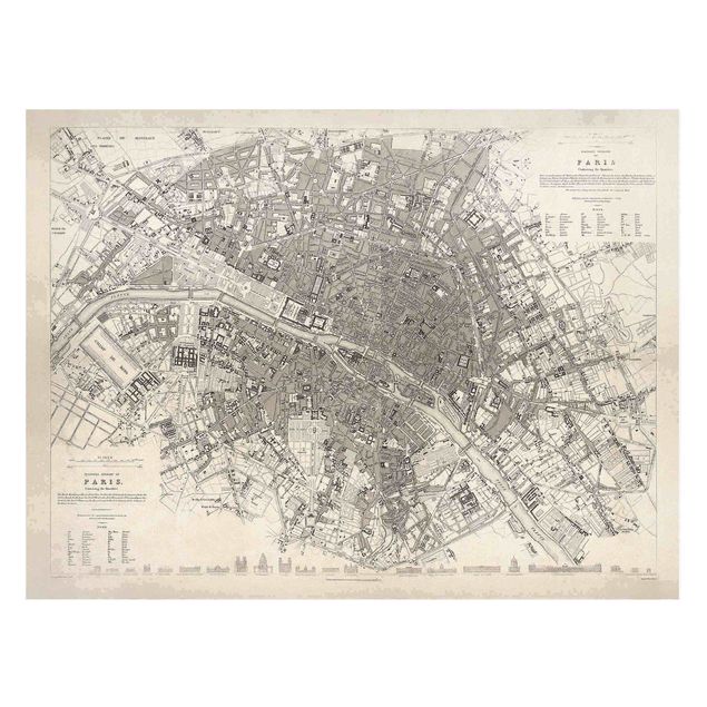 Nowoczesne obrazy do salonu Mapa miasta w stylu vintage Paryż