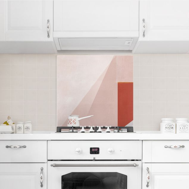Panel szklany do kuchni Geometria różu