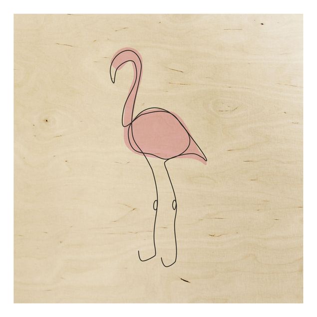 Obrazy drewniane Flamingo Line Art