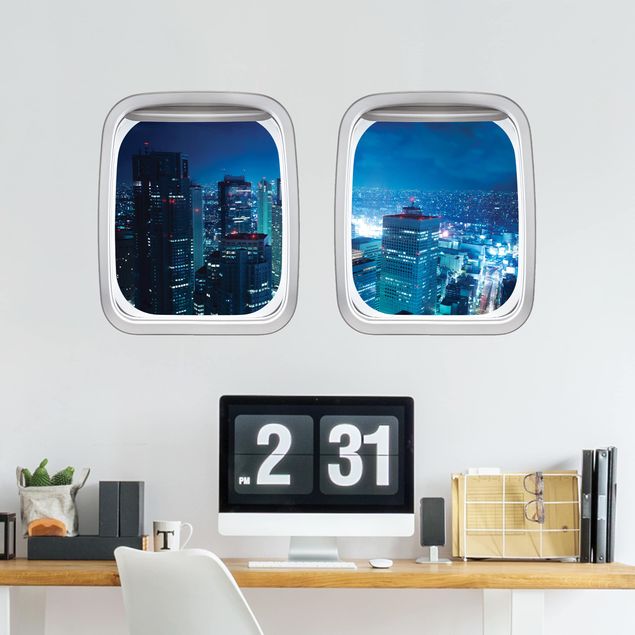 Naklejki na ścianę metropolia Samolot z podwójnym oknem Atmosfera Tokio
