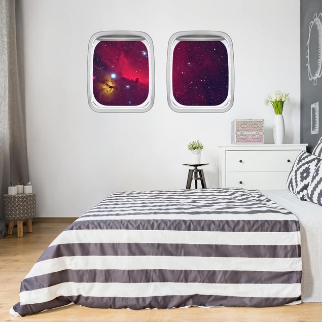Pokój dziecięcy Samolot z podwójnym oknem Kolorowa galaktyka
