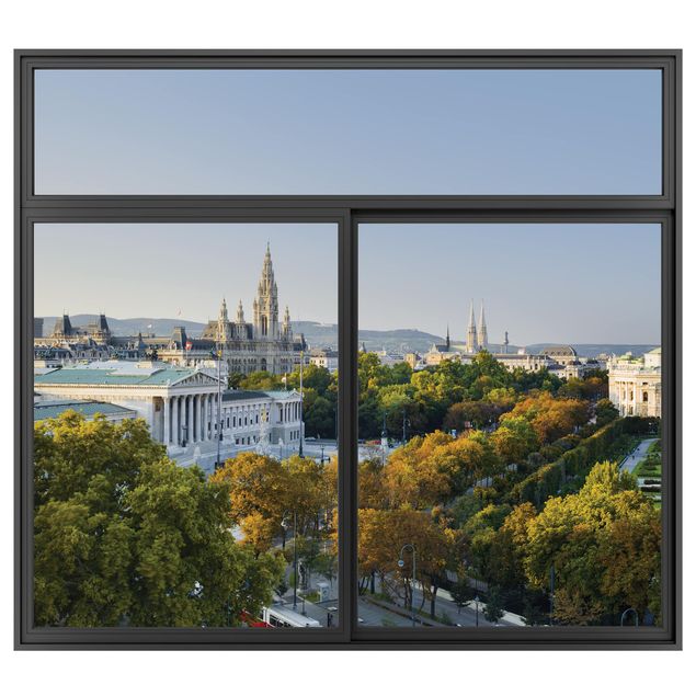 Dekoracja do kuchni Okno czarne Widok na Wiedeń