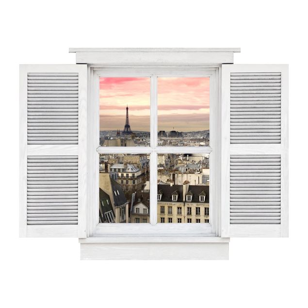 Dekoracja do kuchni Okna skrzydłowe Paryża z bliska
