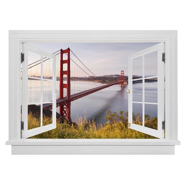 Dekoracja do kuchni Otwarte okno Most Złotoen Gate w San Francisco