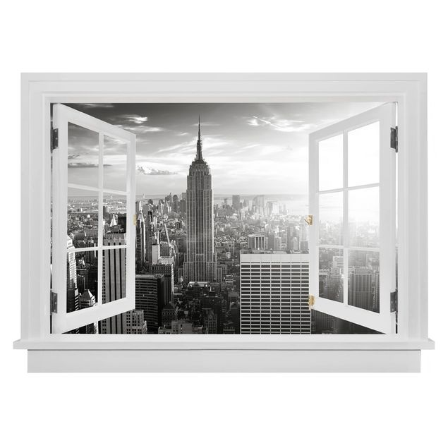 Dekoracja do kuchni Otwarte okno Manhattan Skyline