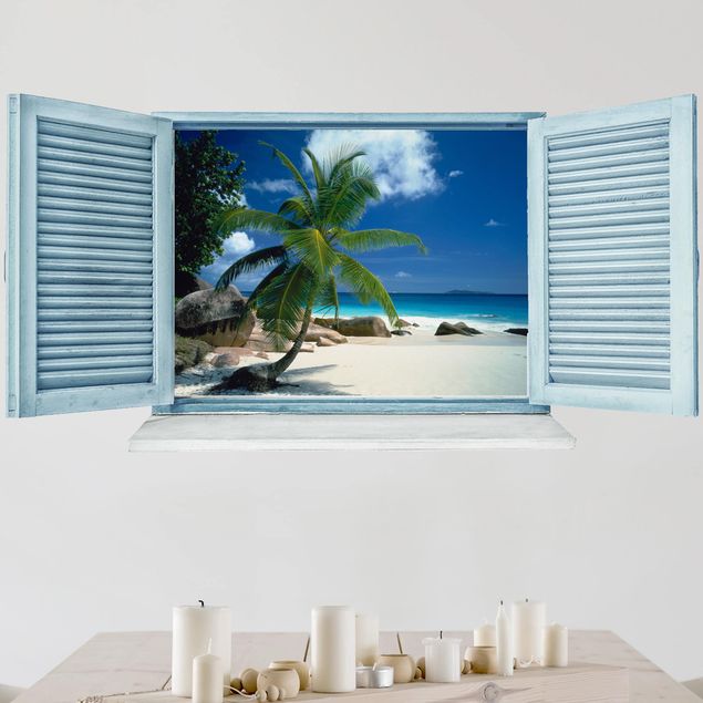 Naklejki na ścianę wyspa 3D Plaża marzeń