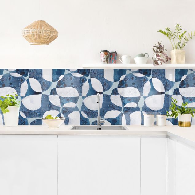 Panele szklane do kuchni Wzór z żywych kamieni w kolorze niebieskim