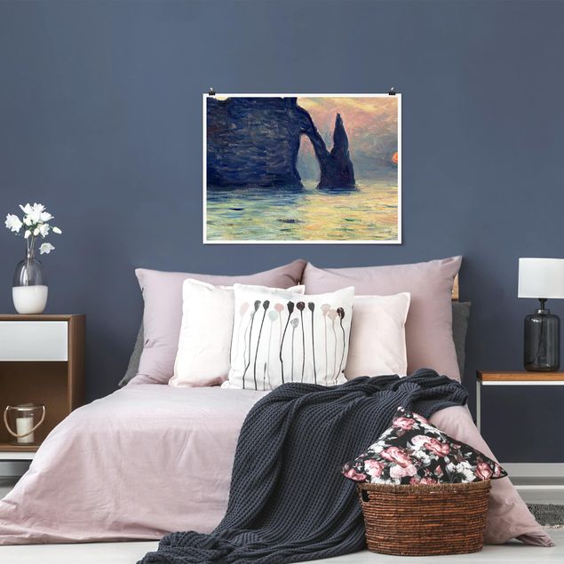 Nowoczesne obrazy Claude Monet - Zachód słońca w skałach
