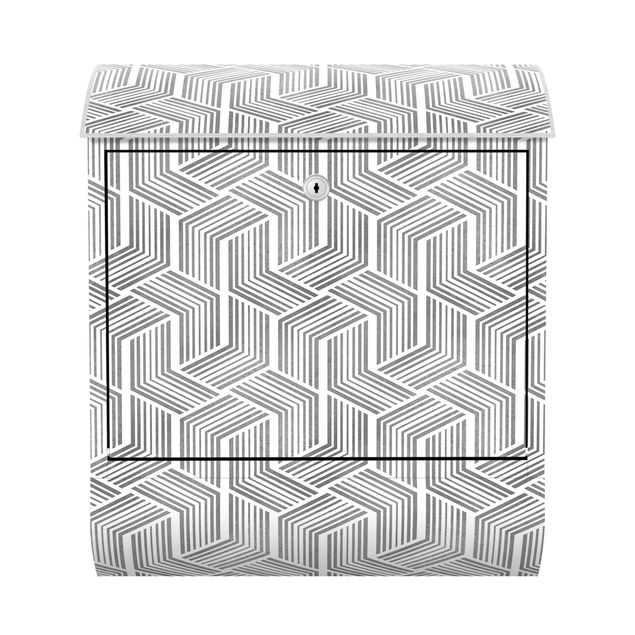 Skrzynka na listy - 3D wzór z paskami w kolorze srebrnym