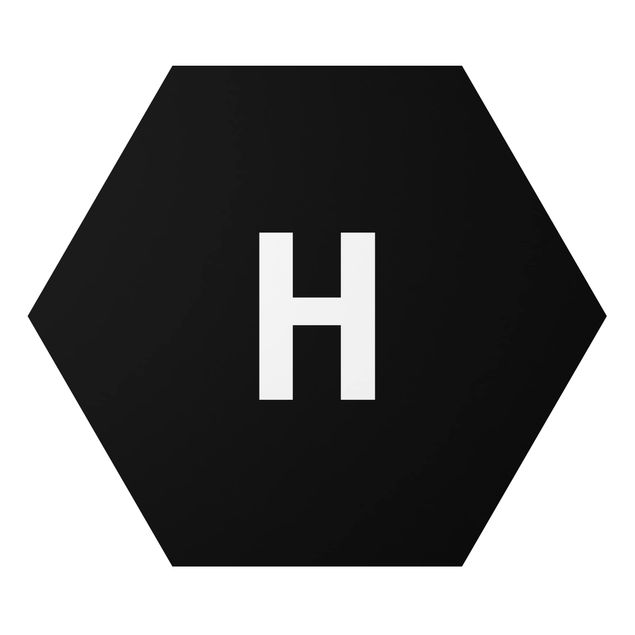 Obraz heksagonalny z Alu-Dibond - Czarna litera H