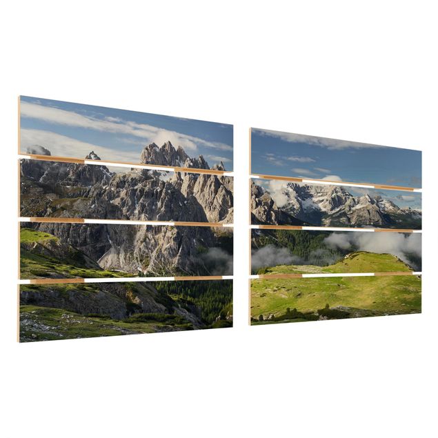 Obraz z drewna 2-częściowy - Alpy Włoskie
