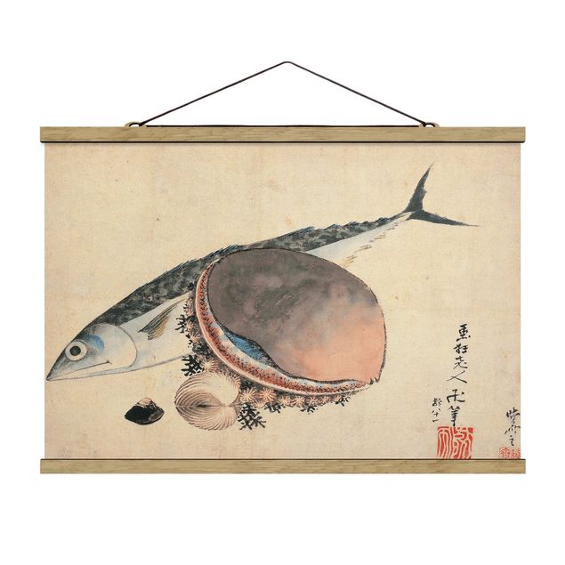 Zwierzęta obrazy Katsushika Hokusai - Makrela i przegrzebki