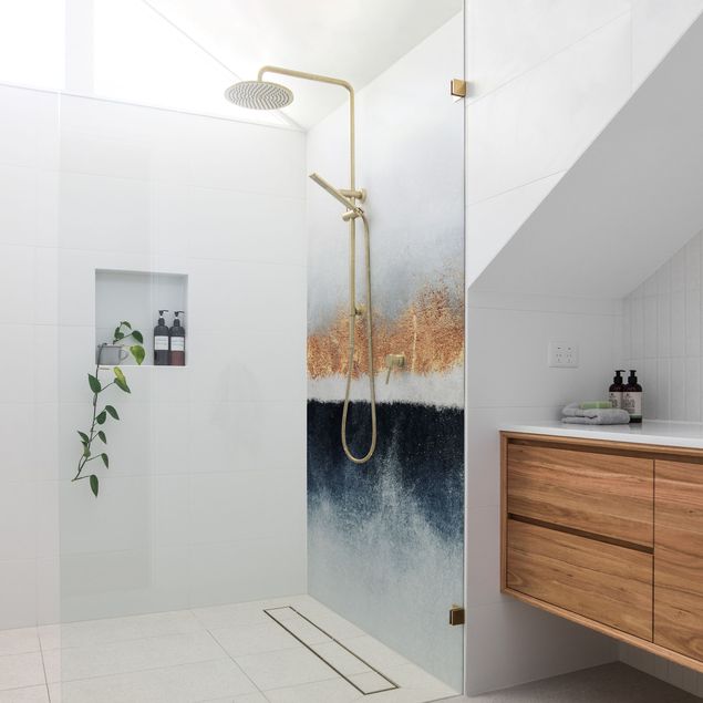 Tylna ścianka prysznicowa - Golden Horizon Watercolour