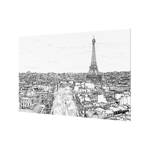 Panel szklany do kuchni - Studium miasta - Paryż