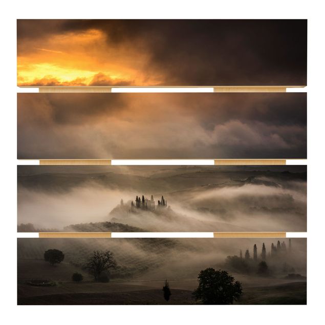 Obraz z drewna - Fale mgły