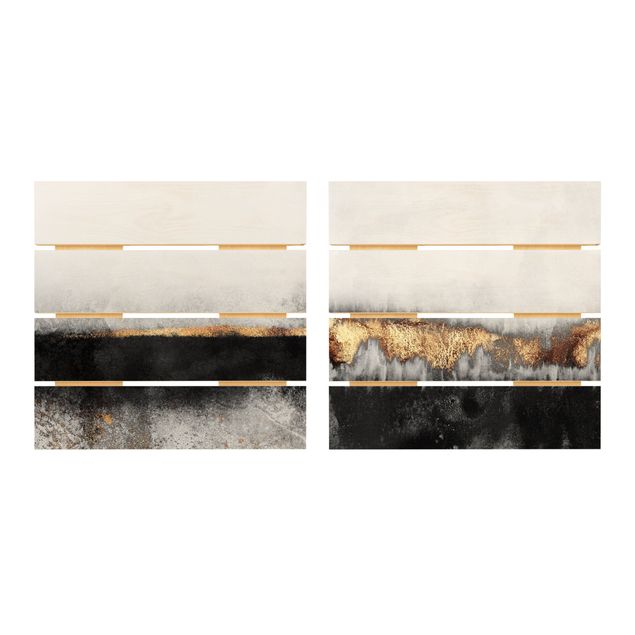 Obrazy drewniane Abstrakcyjne złote horyzonty w akwareli