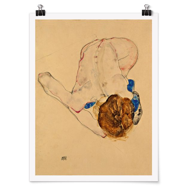 Obrazy nowoczesne Egon Schiele - Akt pochylony do przodu