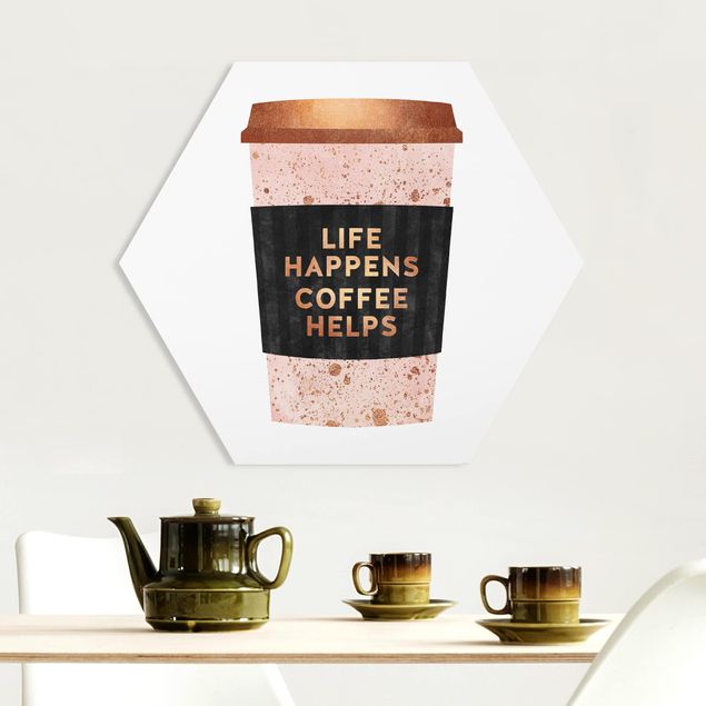 Obrazy nowoczesny Life Happens Coffee Helps Złoto