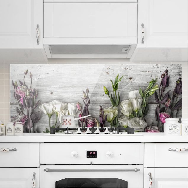 Dekoracja do kuchni Tulipanowa róża Shabby Wood Look