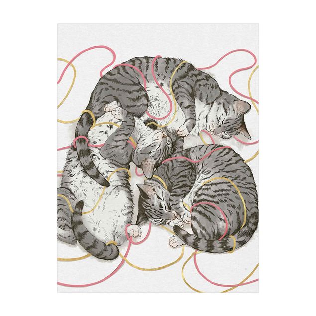 dywan szary nowoczesny Ilustracja szarych kotów Malarstwo