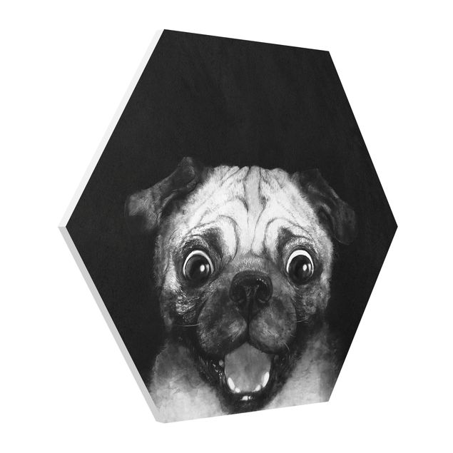 Zwierzęta obrazy Ilustracja pies Pug malarstwo na czarno-biały