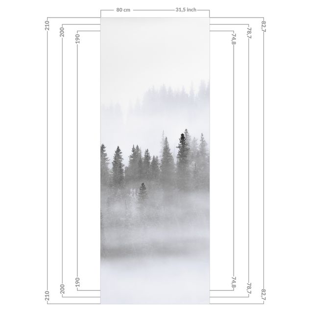 Tylna ścianka prysznicowa - Fog In The Fir Forest Black And White