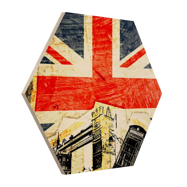 Obraz heksagonalny z drewna - To jest Londyn!