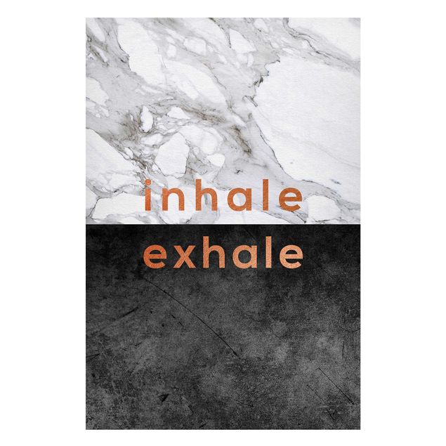 Obrazy do salonu nowoczesne Inhale Exhale Miedź i marmur
