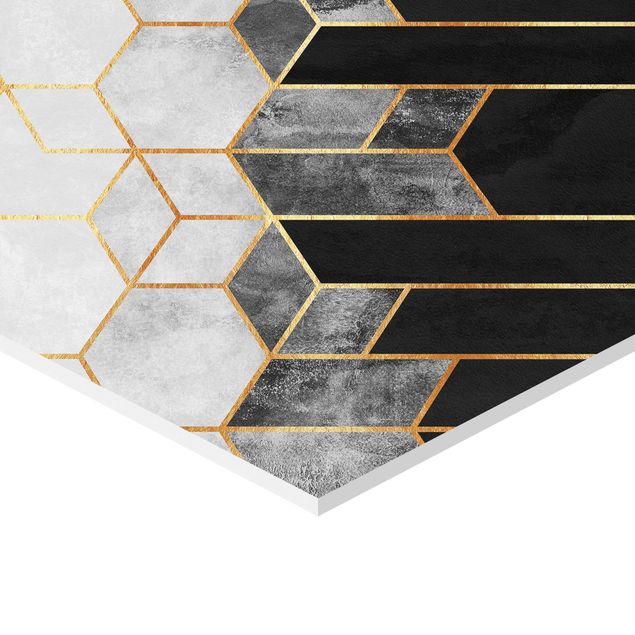 Obraz heksagonalny z Forex 2-częściowy - Złota geometria Zestaw akwareli
