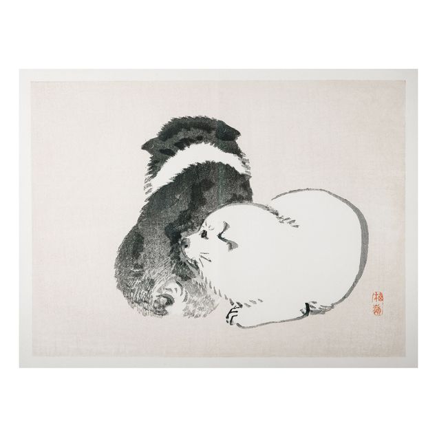 Obrazy do salonu nowoczesne Rysunki azjatyckie Vintage Czarno-białe pieski